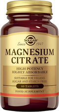 Solgar Citrato De Magnesio | Fácil Absorción | 60 Tabletas | Favorece El Sistema Nervioso Y Muscular · Aumenta La Energía Y Reduce El Cansancio
