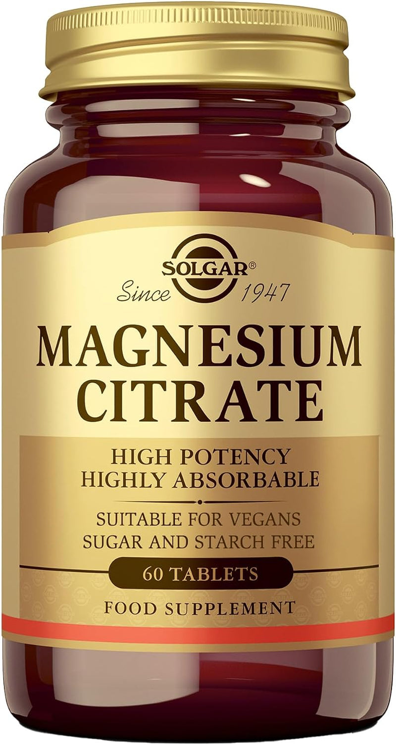 Solgar Citrato De Magnesio | Fácil Absorción | 60 Tabletas | Favorece El Sistema Nervioso Y Muscular · Aumenta La Energía Y Reduce El Cansancio