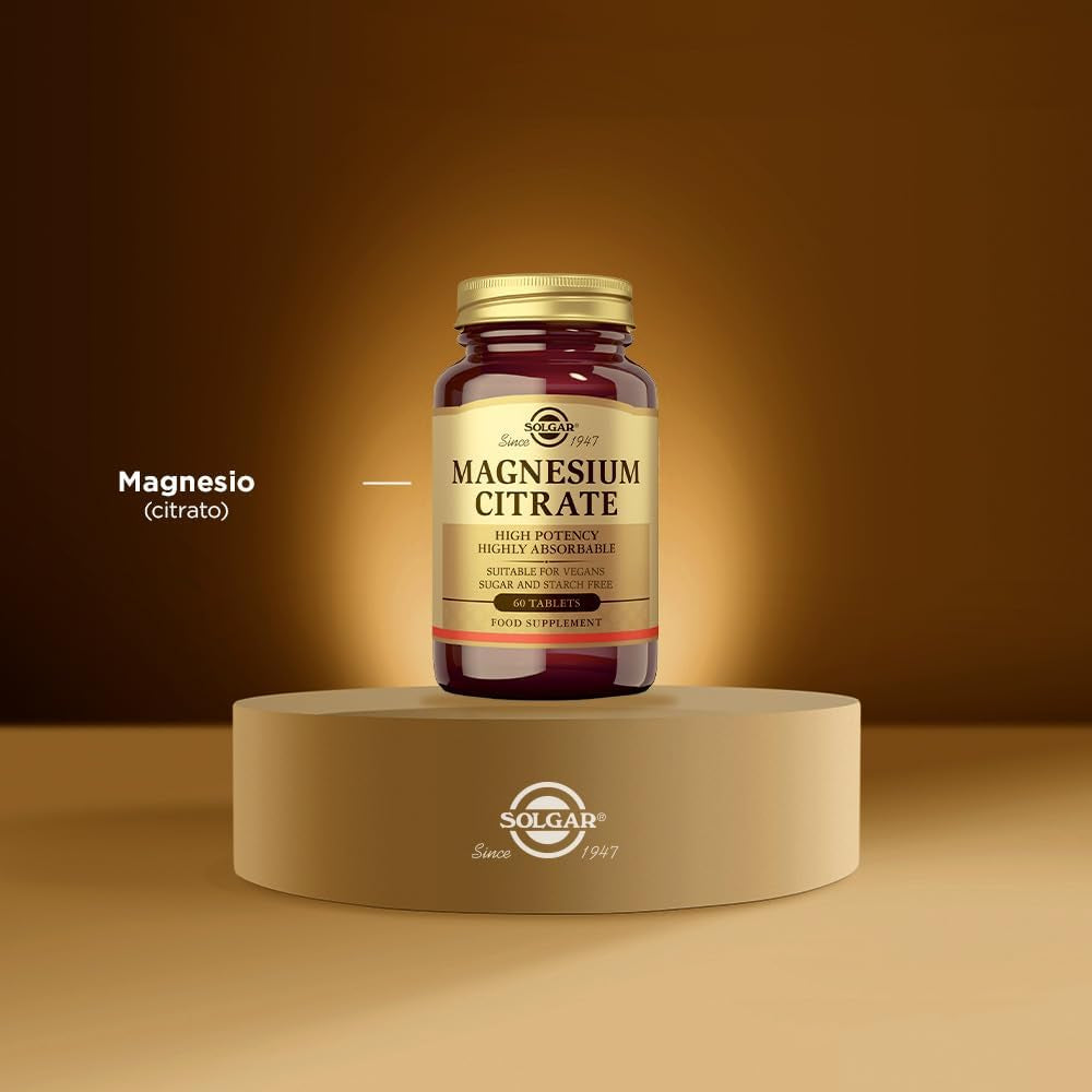 Solgar Citrato De Magnesio | Fácil Absorción | 60 Tabletas | Favorece El Sistema Nervioso Y Muscular · Aumenta La Energía Y Reduce El Cansancio